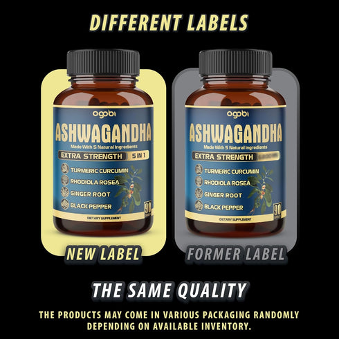 Ashwagandha Extract Capsule - Great Strength - 5in1 Blended Ginger, Turmeric, Rhodiola Rosea & Black Pepper - 90 Capsules for 3 Months - Strength,...